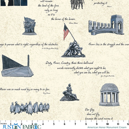 American Honor Monument Cream Yardage by Vicki Gifford | Riley Blake Designs