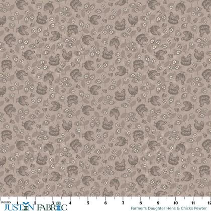 Farmer's Daughter Hens & Chicks Pewter Yardage By Lori Holt | Riley Blake Designs