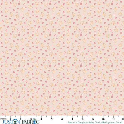 Farmer's Daughter Baby Chicks Background Coral Yardage by Lori Holt | Riley Blake Designs