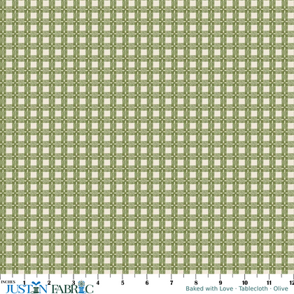 Baked with Love Tablecloth Olive Yardage by Lori Holt | Riley Blake Designs