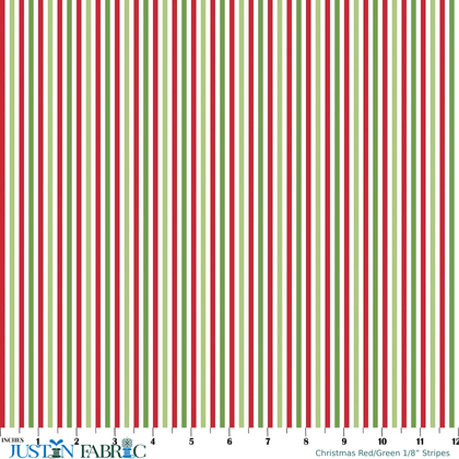 Christmas Red/Green 1/8” Stripes Cotton Yardage by Riley Blake | SKU: C495-CHRISTMAS