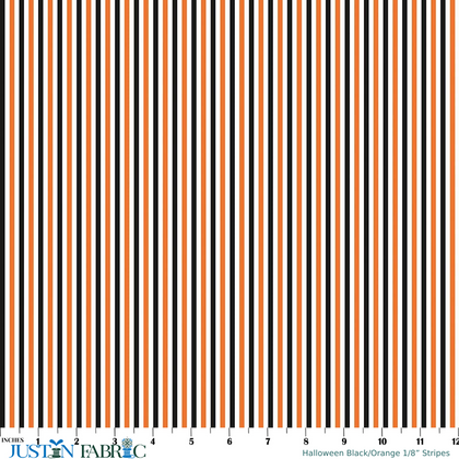Halloween Black/Orange 1/8” Stripes Cotton Yardage by RBD - 43”/44” Wide | SKU: C495-HALLOWEEN