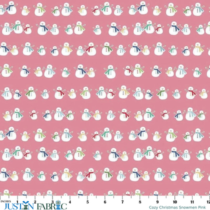Cozy Christmas Snowmen Pink Yardage by Lori Holt | Riley Blake Designs