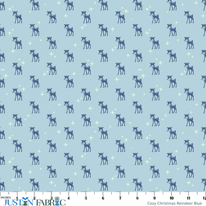 Cozy Christmas Reindeer Blue Yardage by Lori Holt | Riley Blake Designs