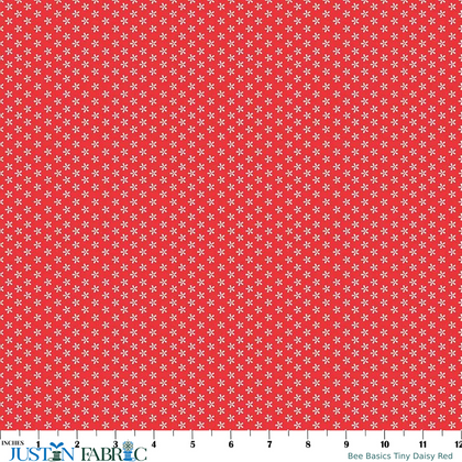 Bee Basics Tiny Daisy Red Cotton Yardage by Lori Holt | Riley Blake Designs