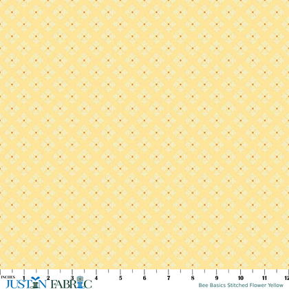 Bee Basics Stitched Flower Yellow Yardage by Lori Holt | Riley Blake Designs