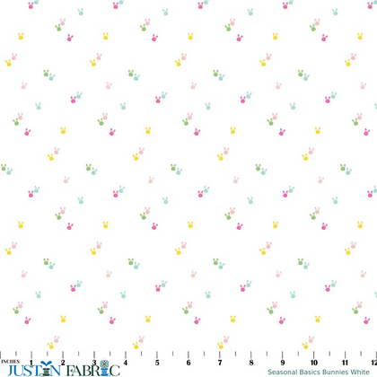 Seasonal Basics Bunnies White Yardage by Christopher Thompson | Riley Blake Designs