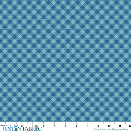 Cozy Christmas Gingham Blue Cotton Yardage by Lori Holt | Riley Blake Designs