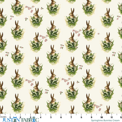 Springtime Bunnies Cream Cotton Yardage by My Minds Eye | Riley Blake Designs