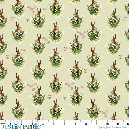Springtime Bunnies Fern Cotton Yardage by My Minds Eye | Riley Blake Designs