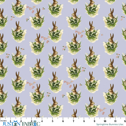 Springtime Bunnies Lilac Cotton Yardage by My Minds Eye | Riley Blake Designs