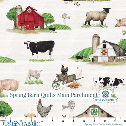Spring Barn Quilts Main Parchment Cotton Yardage by Tara Reed | Riley Blake Designs