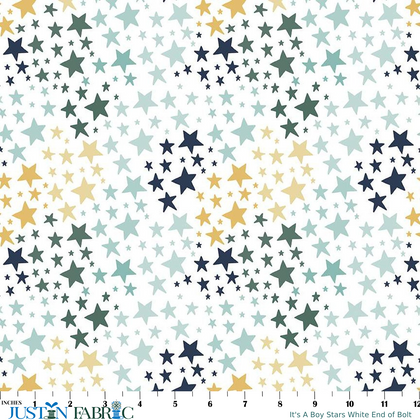 It's A Boy Stars White Flannel End of Bolt by Echo Park Paper Co | Riley Blake Designs