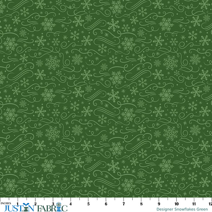 Designer Flannel Snowflakes Green Yardage by Lori Whitlock | Riley Blake Designs