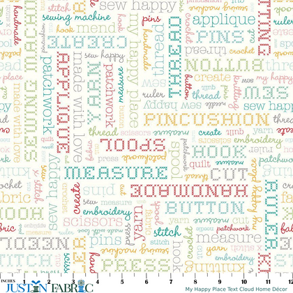 My Happy Place Text Cloud Home Décor Yardage by Lori holt | Riley Blake Designs