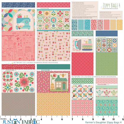 Farmer's Daughter Zippy Bags 4 Panel by Lori Holt | Riley Blake Designs