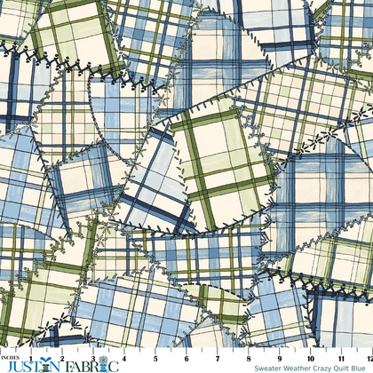 Sweater Weather Crazy Quilt Blue Yardage | SKU: MAS10034-B