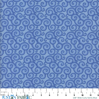 108" Wide Curly Swirly Blue Cotton Flannel Yardage | Mook Fabrics