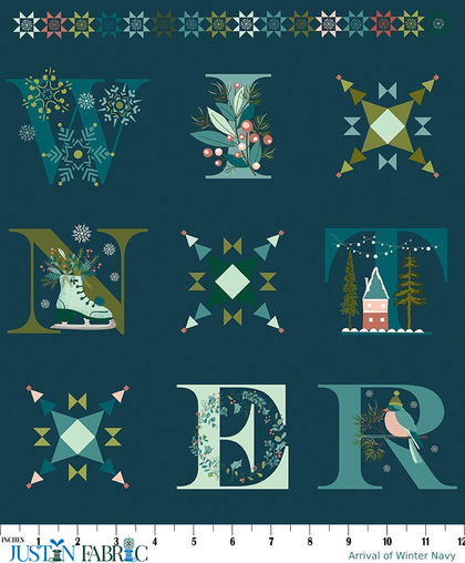 Arrival of Winter Panel Navy by Sandy Gervais for Riley Blake Designs