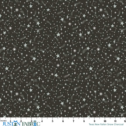 Twas New Fallen Snow Charcoal Yardage by Jill Howarth Yardage | Riley Blake Designs