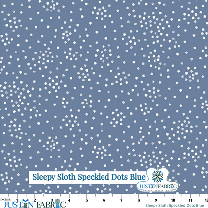 Sleepy Sloth Speckled Dots Blue Cotton Yardage by Debbie Monson | P&B Textiles