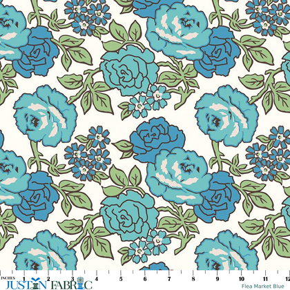 Flea Market Blue Wide Back Yardage by Lori Holt | Riley Blake Designs