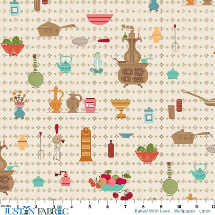 Baked with Love Wallpaper Linen Wide Back Yardage by Lori Holt | Riley Blake Designs