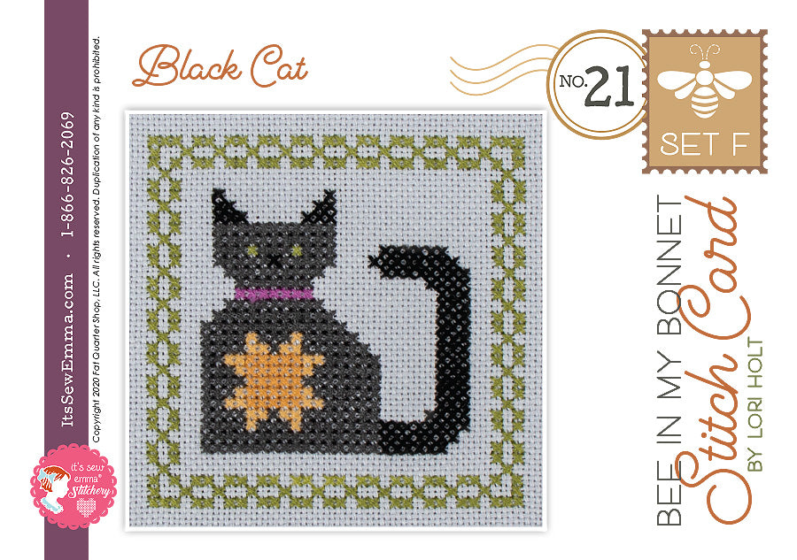 Bee in my Bonnet Stitch Cards Set F Cat Lori Holt | It's Sew Emma ISE#433 