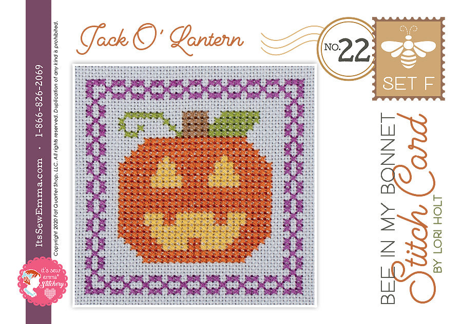 Bee in my Bonnet Stitch Cards Set F Jack O Lantern Lori Holt | It's Sew Emma ISE#433