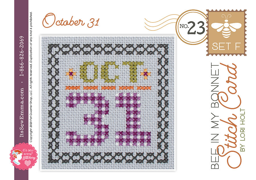 Bee in my Bonnet Stitch Cards Set F October 31 Lori Holt | It's Sew Emma ISE#433