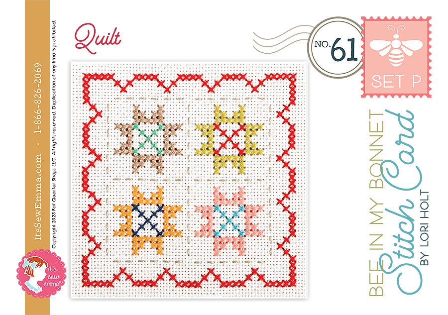 Bee in my Bonnet Stitch Cards Set P Quilt Lori Holt | It's Sew Emma ISE#4015