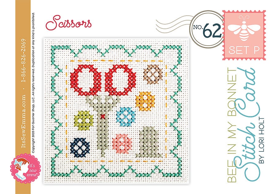 Bee in my Bonnet Stitch Cards Set P Scissor Lori Holt | It's Sew Emma ISE#4015