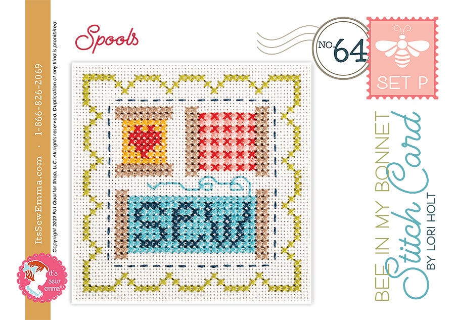 Bee in my Bonnet Stitch Cards Set P Spools Lori Holt | It's Sew Emma ISE#4015