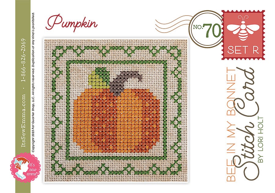 Bee in my Bonnet Stitch Cards Set R Pumpkin Lori Holt | It's Sew Emma ISE#4017
