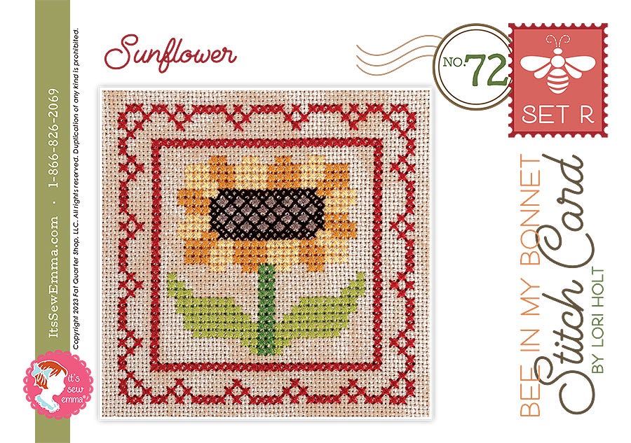 Bee in my Bonnet Stitch Cards Set R Sunflower Lori Holt | It's Sew Emma ISE#4017