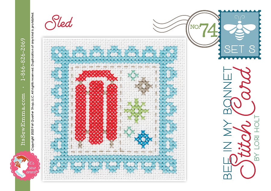 Bee in my Bonnet Stitch Cards Set S Sled Lori Holt | It's Sew Emma ISE#4024