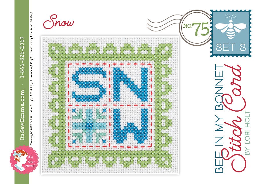 Bee in my Bonnet Stitch Cards Set S Snow Lori Holt | It's Sew Emma ISE#4024