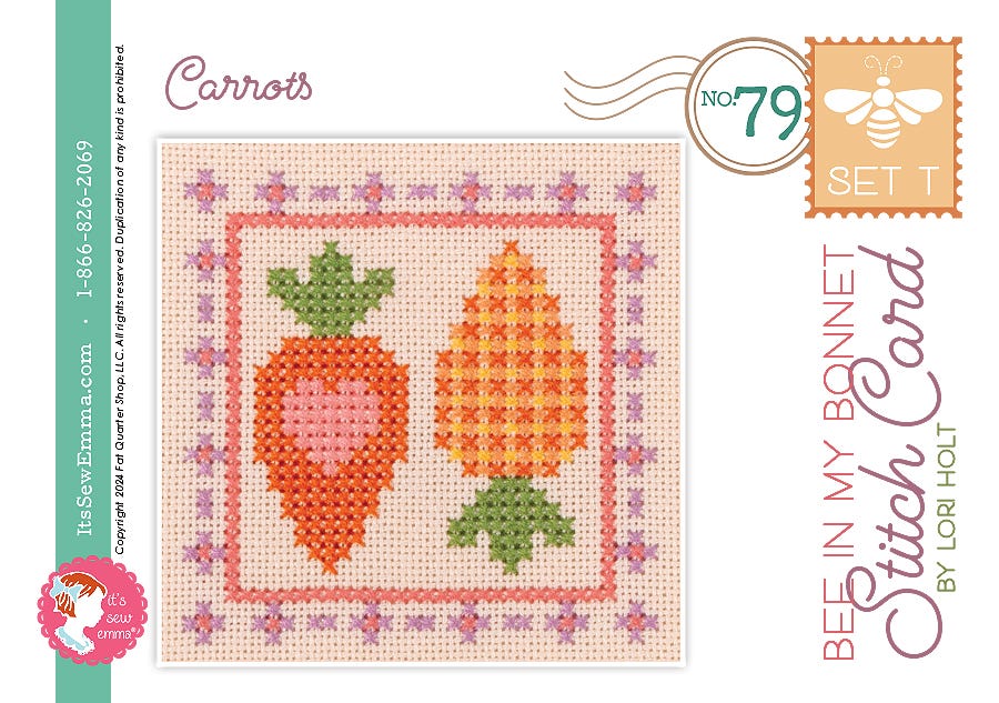 Bee in my Bonnet Stitch Cards Set T Carrots Lori Holt | It's Sew Emma ISE#4057