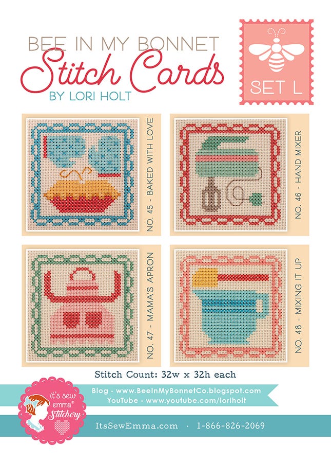 Bee in my Bonnet Stitch Cards Set L Lori Holt | It's Sew Emma ISE#463