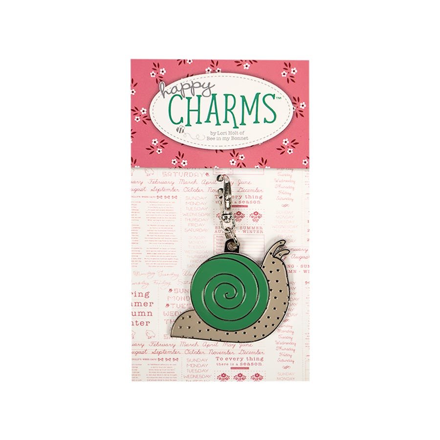 Lori Holt Calico Snail Enamel Happy Charm™ | Riley Blake Designs - snail charm in packaging