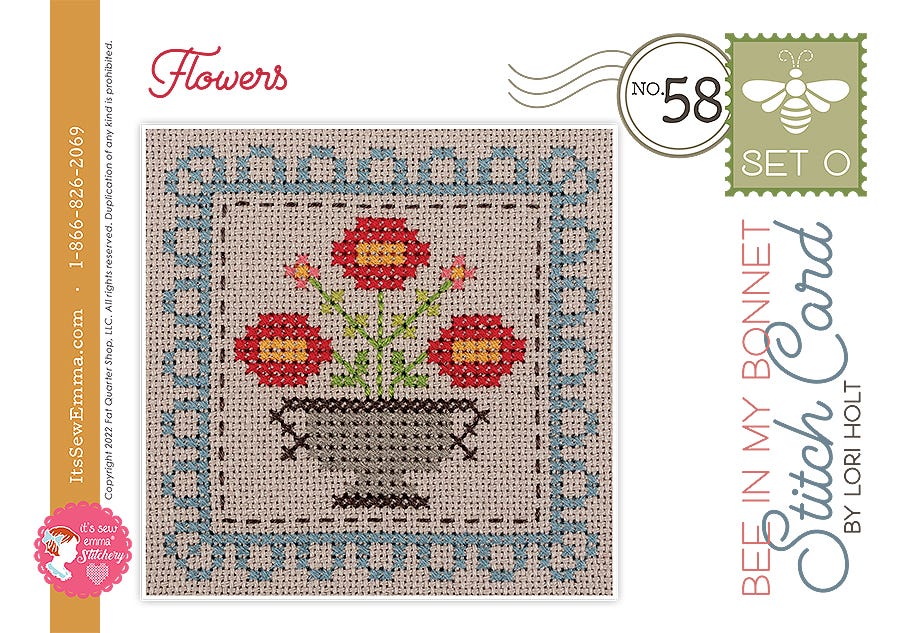 Bee in my Bonnet Stitch Cards Set O Flowers Lori Holt | It's Sew Emma ISE#4009