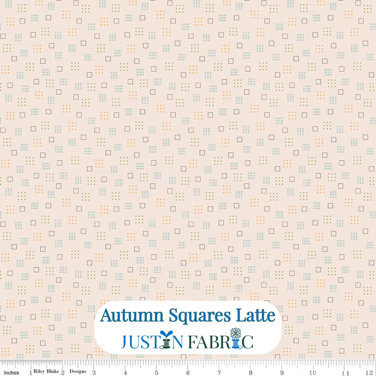 Autumn Squares Background Latte Cotton Yardage by Lori Holt | Riley Blake Designs -C14653-LATTE - Justin Fabric!