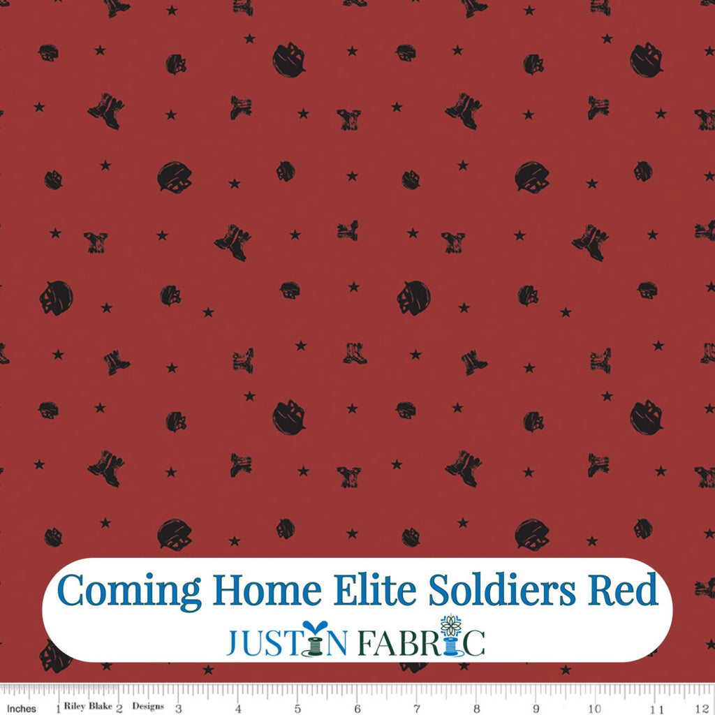 Coming Home Elite Soldiers Red Cotton Yardage by Vicki Gifford | Riley Blake Designs -C14429-RED - Justin Fabric!