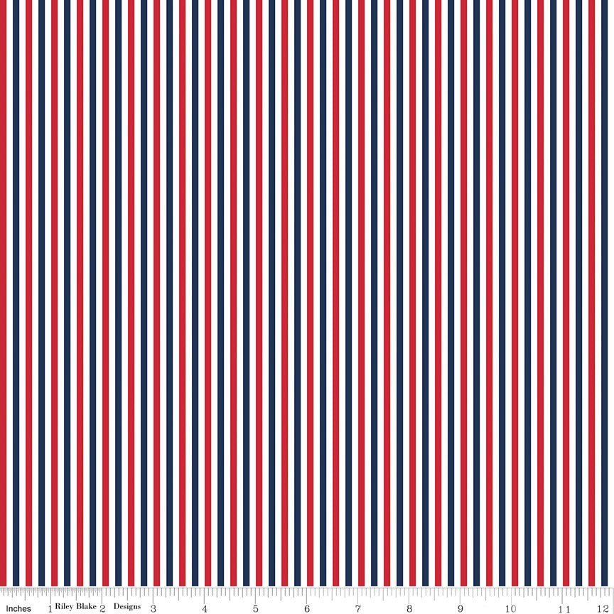 1/8” Stripe Patriotic Seasonal Basic Yardage | SKU: C495-PATRIOTIC -C495-PATRIOTIC - Justin Fabric!