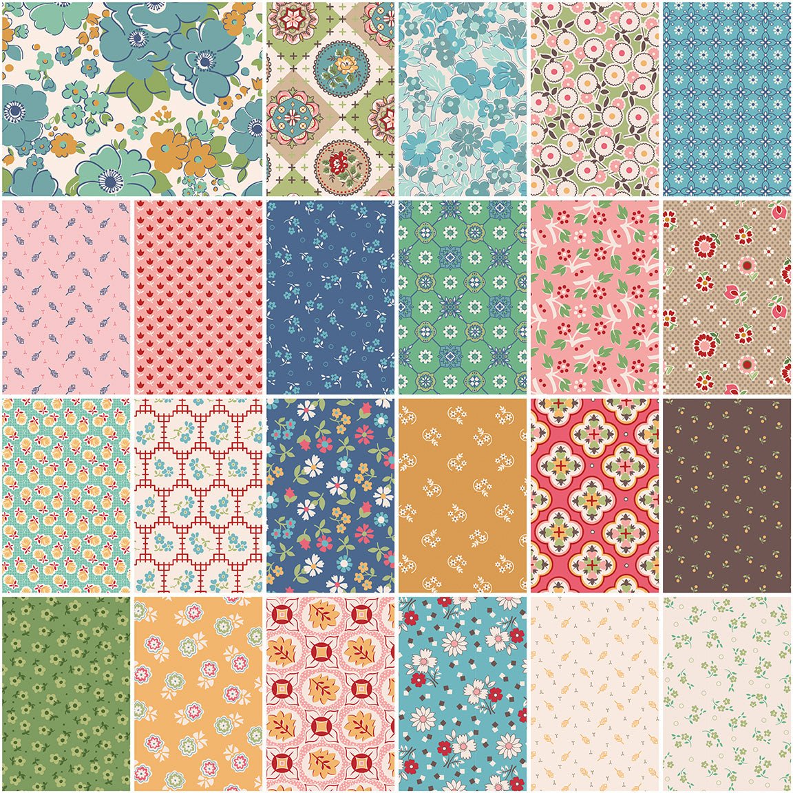 Mercantile 1 Yard Bundle Raindrop by Lori Holt 23 prints | SKU: 1YD-14380R-23 - Justin Fabric!