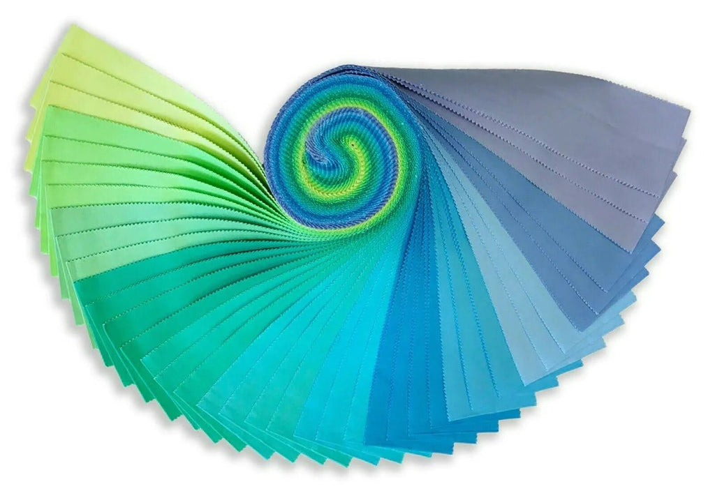 2-1/2 inch Kona Cotton Solids Roll Up Mermaid Shores Palette #RU-776-40 -RU-776-40 - Justin Fabric!