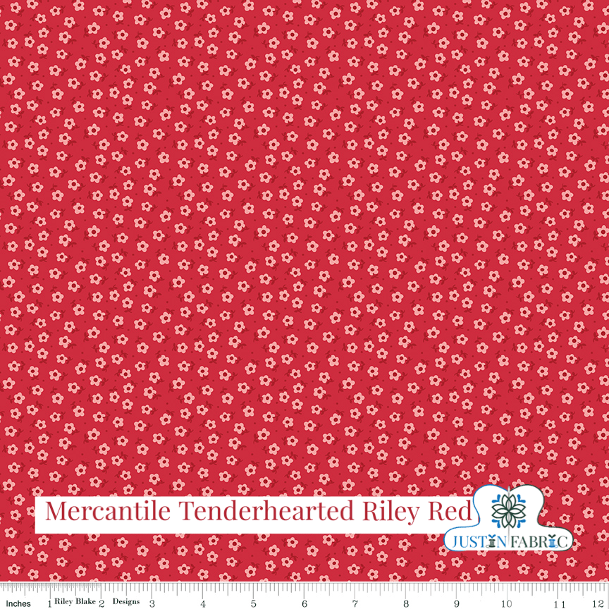 Mercantile Tenderhearted Riley Red Yardage| SKU: C14398-RILEYRED Pre-order (December 2023) -C14398-RILEYRED - Justin Fabric!