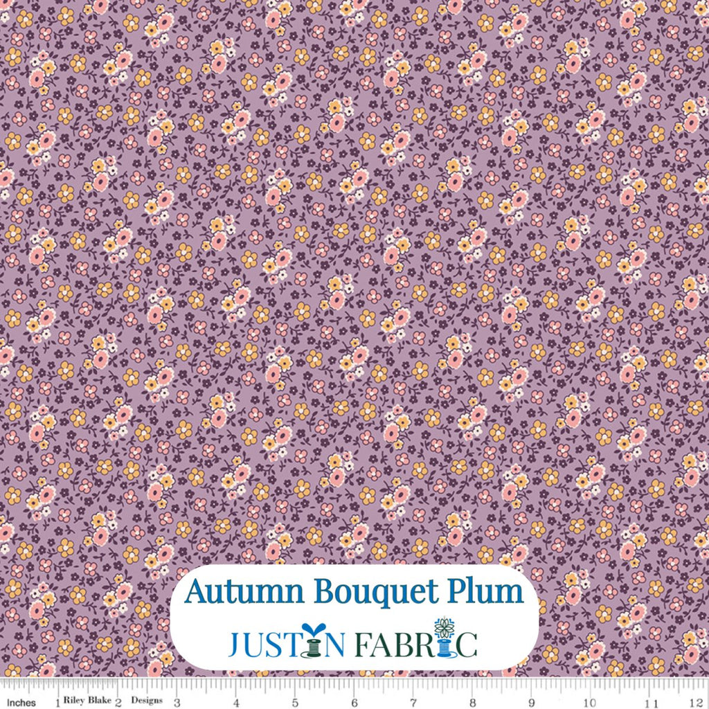 Autumn Bouquet Plum Cotton Yardage by Lori Holt | Riley Blake Designs -C14656-PLUM - Justin Fabric!