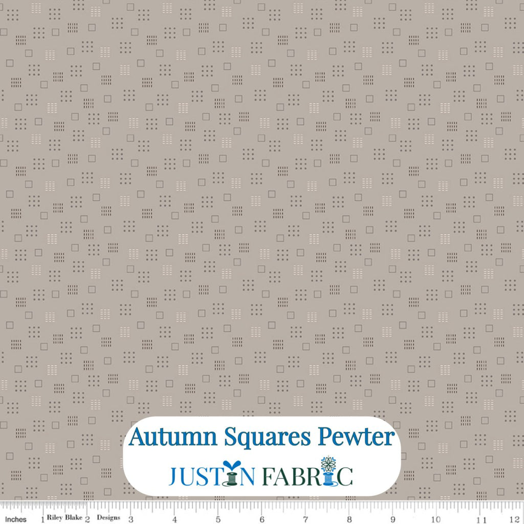 Autumn Squares Pewter Cotton Yardage by Lori Holt | Riley Blake Designs -C14653-PEWTER - Justin Fabric!