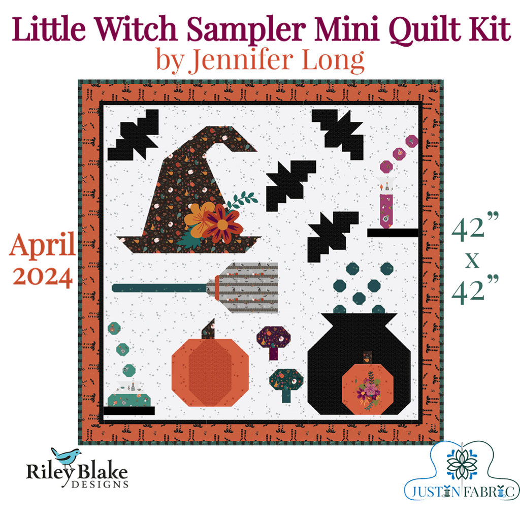 Little Witch Sampler Mini Quilt Kit featuring Little Witch by Jennifer Long | Pre-order (April 2024) -KT-WITCHSAMPLER - Justin Fabric!